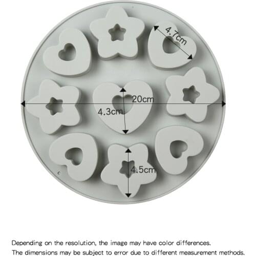 New 9 Cavity Heart And Star Silicone Cake Mold Cookies 3D DIY Handmade kitchen Baking Tools Decorating Mousse Making Mould