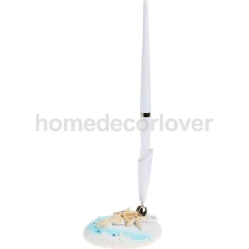 Wedding Party Reception Signing Pen Plastic Sea Cockle Starfish Holder Signature Registry Pen Set