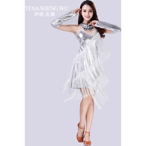 Latin Dance Dress Stage Performance Party Tassel Latin Skirt Women Sleeveless Latin Cha Cha Samba Rumba Costumes With Gloves