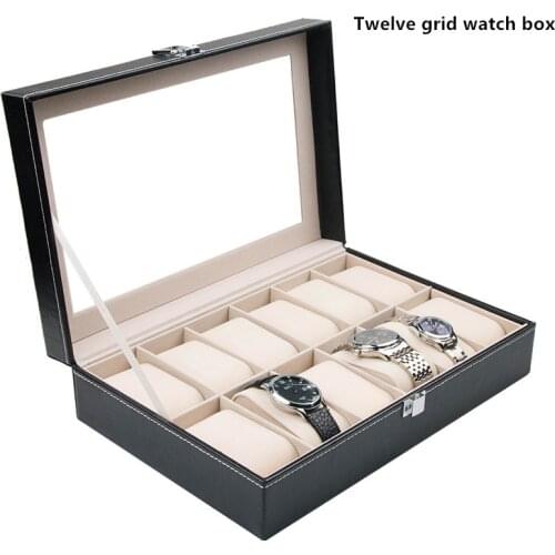 Samonica 12 Grid Slots Jewelry organizer Watches Boxes Display Storage Box Case Leather Square jewelry