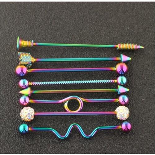 Stainless Steel Heart Industrial Piercing Set Arrow Industrial Barbell Lot Crystal Industrial Piercing Bar Bulk Cartilge Earring