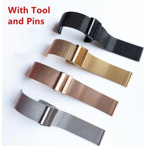 For DW Watch Steel Band Mesh Strap Watchband Metal Ultra-thin Universal Stainless Steel Bracelet 12 14 16 18 20 22mm accessories