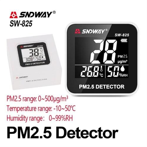 SNDWAY PM2.5 Monitor Air Quality Monitor PM 2.5 Detector Electrical Mini Temperature Humidity Gas Analyzer Digital Gas Detector