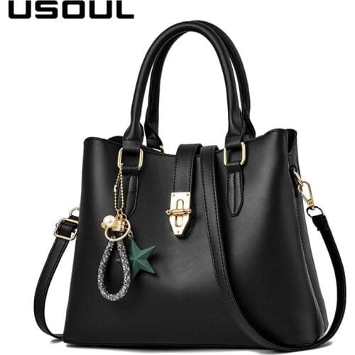 USOUL Soft PU Leather HandBags For Women Luxury Pearl Woman Bag Fashion Star Designer Shoulder Messenger Bags Ladies Tote Bag