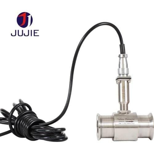 Turbine flowmeter sanitary tri-clamp connection NPN pulse signal output extended flow 12VDC pure water alcohol beer wine fuel
