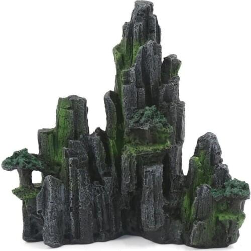 Aquarium Ornament 1pc Resin Rockery Aquarium Decoration Artificial Hill Resin Mountain View Rock Decorating Ornament Fish Tank