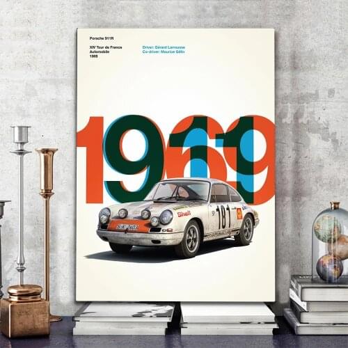 Vintage 911R Car Poster Classic 1969 Racing F1 Race Artwork Wall Art Picture Print Canvas Painting For Home Living Room Decor