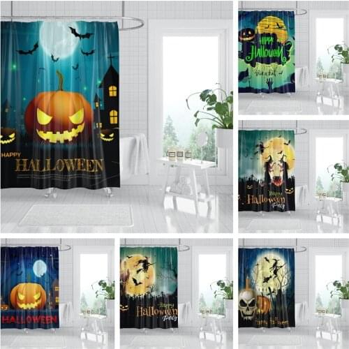 Pumpkin Shower Curtain Bathtub Waterproof Polyester Drapes Household Bathroom Accessories Decoration Halloween Bath Curtains