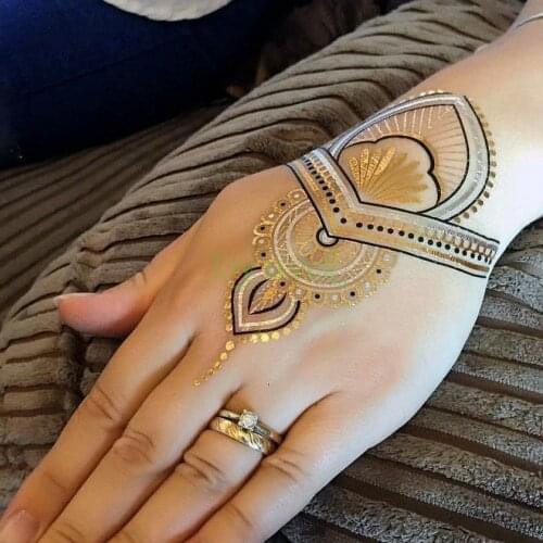 Waterproof Temporary tattoo Sticker fake golden chain metallic bracelets necklace tatto stickers flash tatoo tattoos