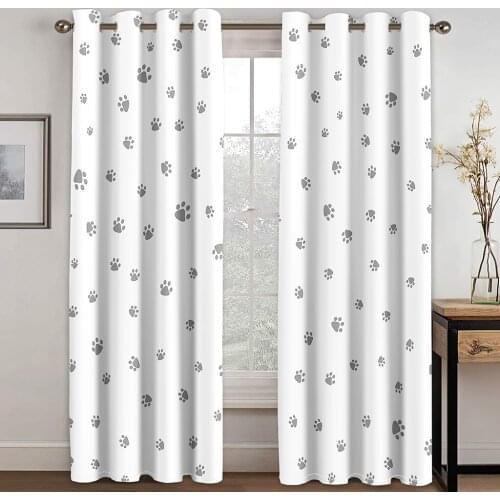 Living Room Shading 90% Decorative Curtain Random Footprint Pattern Home Textile Decoration Bedroom Perforated Curtains