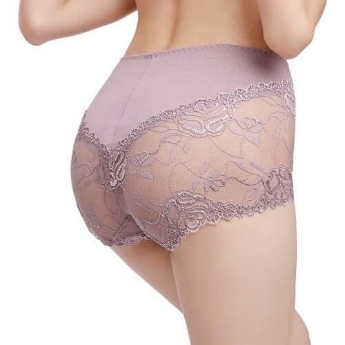 Plus Size Sexy Lingerie Womens Panties Transparent Lace Briefs Female Underwear High Waist Seamless Underpants Cotton Knickers