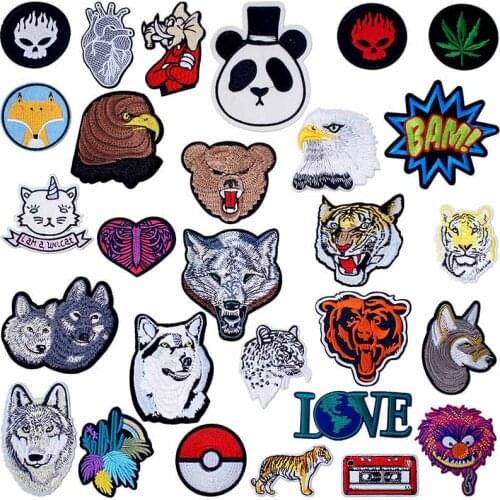 Animal Tiger Wolf Iron On Knitting Textile Woven Sewing Accessories Patch Piece Popular Stripes Applique Stickers Personalised