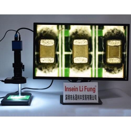 1080P 60FPS 1/2.8-inch CMOS WDR Industrial Video Microscope HDMI Camera+10X-180X 25mm Zoom C-mount Lens+LED Light Source+Bracket