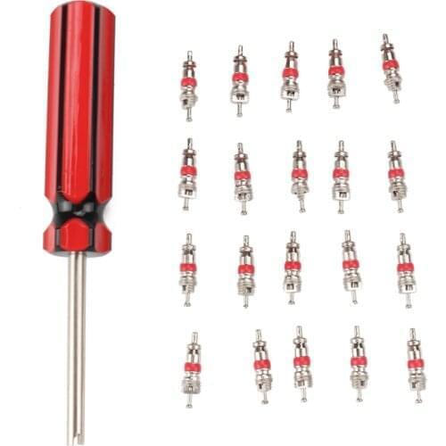 20 Pcs With Remover Tools Schrader Car Bike Motorcycle Tire Accessories Auto Replacement Parts Tyre Valve Core Insert
