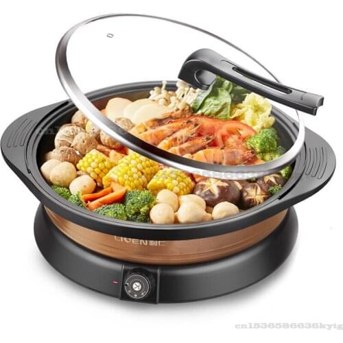 220V/1600W Electric Frying Pan Household Multifunctional Electric Hot Pot Non Stick Baking Tray Large Electric Pancake Pan