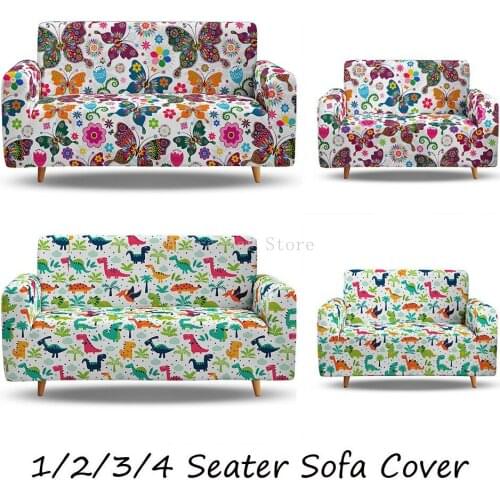 3D Digital Butterfly Dinosaur Sofa Cover Sectional Couch Cover Elastic Stretch Armchair Slipcovers For Living Room Office Home