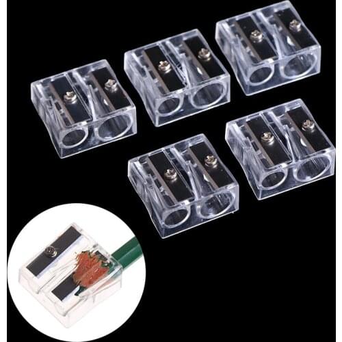 5Pcs Double Hole Bevelled Pencil Sharpener Drawing Plastic Pencil Sharpener For Kids Gifts School Office Art Tool
