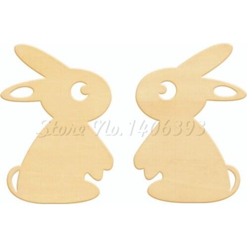 50pcs/lot Laser Cut Cute Cartoon Rabbit Easter Bunny Wooden Wood Crafts Tags Easter Wooden Supplies Ornaments DIY Decorations