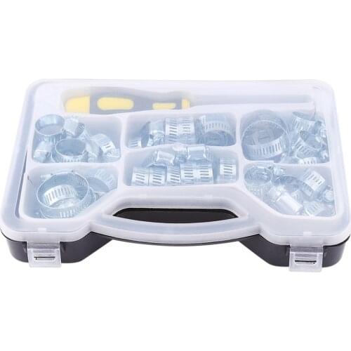 51 Pcs Carbon Steel Hose Clips Fuel Line Pipe Clamps Set With Hex Driver In A Carry Case