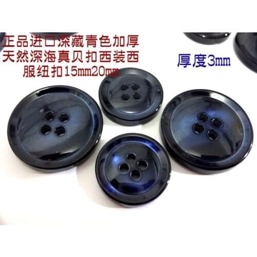 Free shipping 4pcs/lot New suit bespoke suits buttons 15mm 20mm thickening deep navy sea shell button