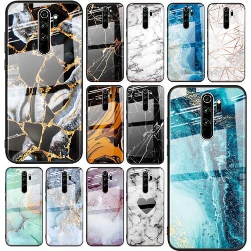Tempered Glass Cover Granite Stone Marble Texture For Xiaomi Redmi Note 10 10S 9T 9S 9 8T 8 7 5G Pro Max Shockproof Phone Case