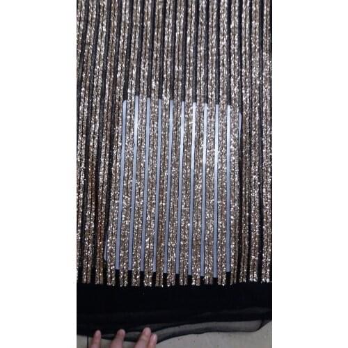 Ap145 black gold stripe glued glitter sparkle mesh breathable lace fabric for fashion designer/ wedding dress/party/lady dress