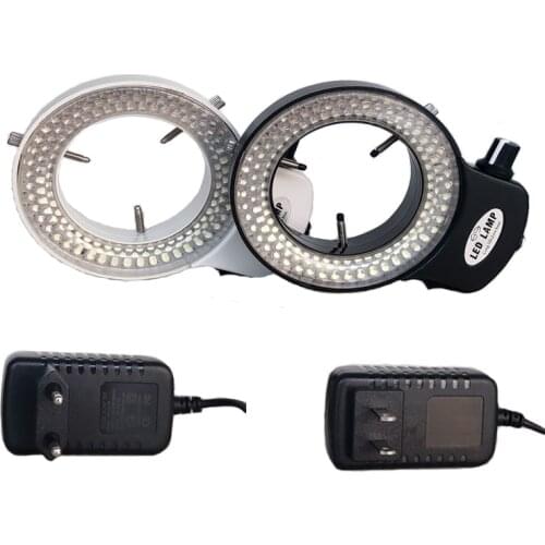 Black /White Color Adjustable144 LED Ring Light Lamp For Trinocular /Binocular Stereo Microscope Video Digital Camera Magnifier