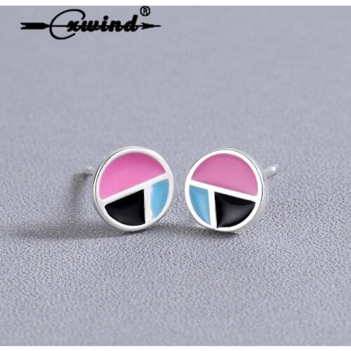 Cxwind Mini Enamel Round Colorful Stud Earrings for Men Women Girl Lovely Ear Piercing Circle Earrings Gift Drop Shipping