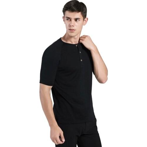 Mens Merino Wool Henley T Shirt 100% Merino Wool Man Sports Outdoor T Shirt Moisture Wicking Size S-XL