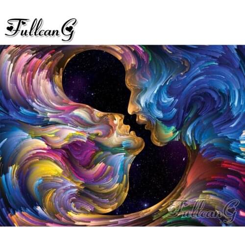 FULLCANG Abstract color lovers diy 5d mosaic diamond painting full square round drill rhinestone embroidery sale decor FC2698