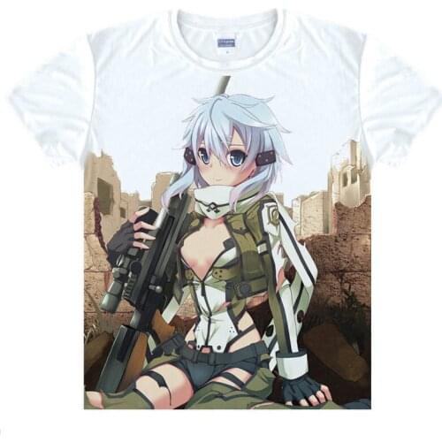 Gun Gale Online GGO T-Shirt Kirito Shirt Fast Dryingshort sleeves T-Shirts anime costume summer Kawaii Shirts boy & men shirts a