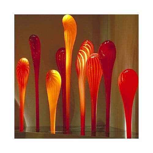 Art Glass Sculptures Orange Custom 8 pieces Murano Glass Spears home Indoor or Outdoor Art Crafts