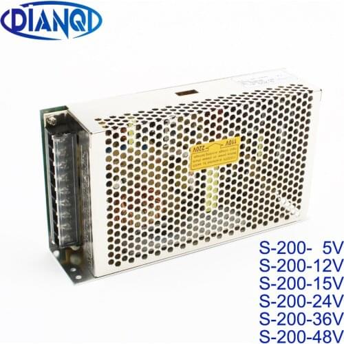 DIANQI power supply S-200w 5V 12V 15V 24V 36V 48V power suply 200w ac to dc power supply unit ac dc converter high quality