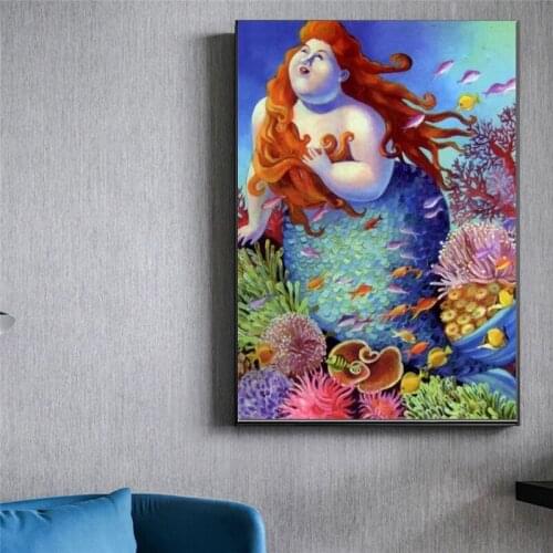 Painting By Numbers Woman and fish fit together Drawing On Canvas HandPainted Gift Picture By Number animal Kits Home Decoration
