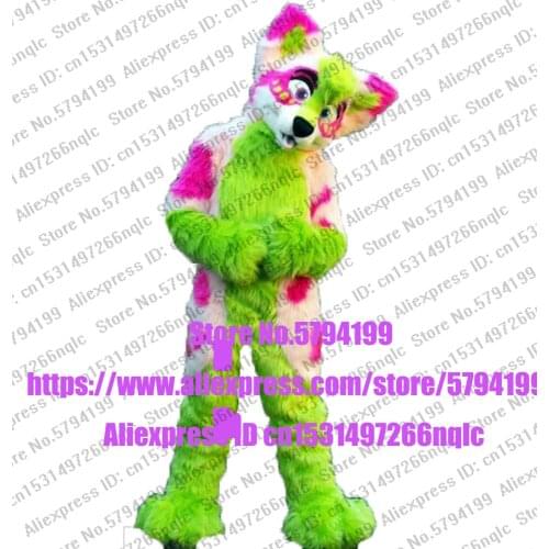 Customized Available REAL PHOTO Complete Green Husky Dog Suit Fursuit Wolf Fox Costume fox Party Carnival Gift