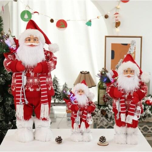 Red Santa Claus Christmas Decorations for Home New Year Childrens gifts 60/45/30cm Shopping Mall Window Ornaments Navidad