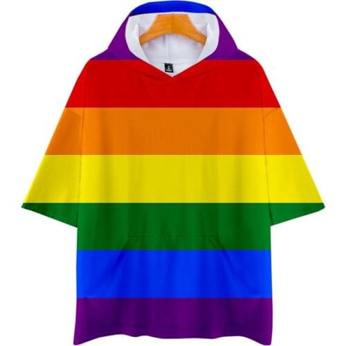 LGBT Rainbow Flag Lesbians Gays 3d Hooded T Shirts Fashion Men Women T-shirt Short Sleeve 3D T-shirts Tee Shirt Sweatshirts Tops