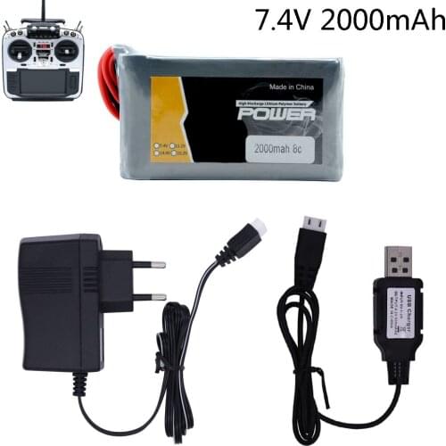 7.4V 2000MAH 2S Lipo Battery with charger for Jumper T16 T12 Open Source Multi-protocol Radio Transmitter battery RC Battery