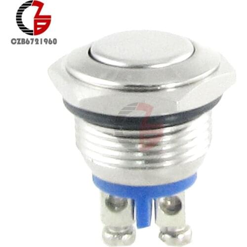 16mm Start Horn Button Momentary Stainless Steel Metal Push Button Switch Car Dash 12V Metallic Luster Metal Switch