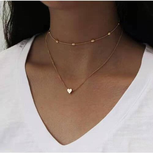 Fashion Personality Womens Necklace Alloy Material Peach Heart Simple Multilayer Clavicle Necklace 2021 Trend Party New Gift