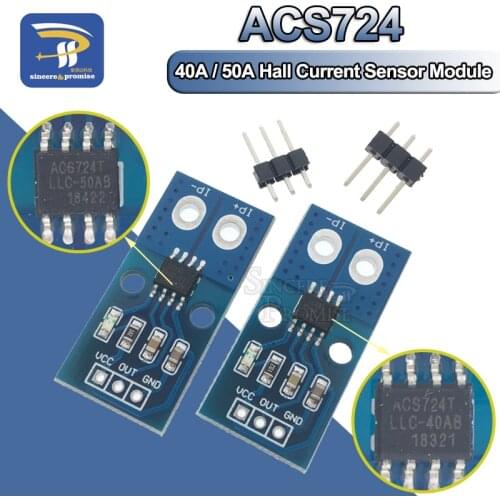 1PCS NEW 40A 50A 5V Hall Current Sensor Module ACS724 Model For Arduino Detection Board ACS724-LLCTR-40AB