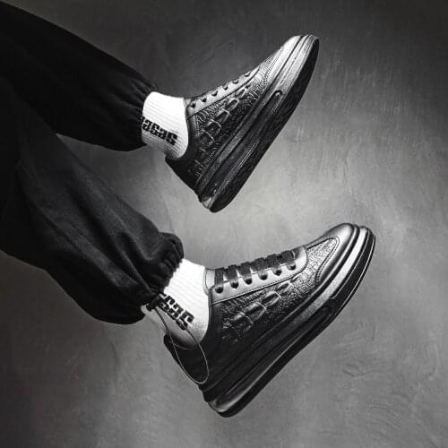 2021 Spring Autumn Casual Shoes Small White Shoes Mens Crocodile Pattern Shallow Mouth Comfortable Wear Resistant Mens Shoes