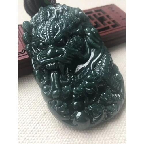 Natural 7A Myanmar jade Handcarved dragon emperor green jade pendant jade necklace pendants jewelry jadeite jade necklaces
