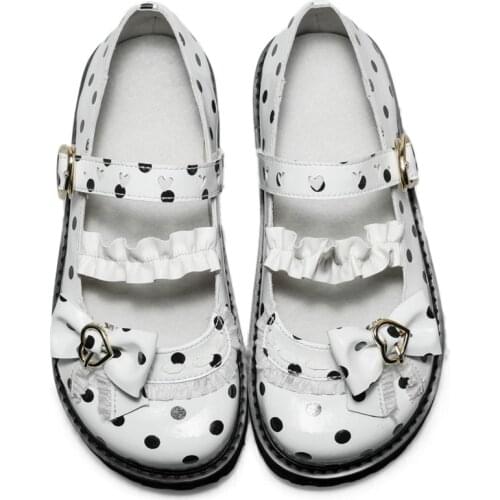 Lolita shoes cute student daily vintage lace bowknot round head thick bottom flat platform shoes kawaii shoes cosplay loli