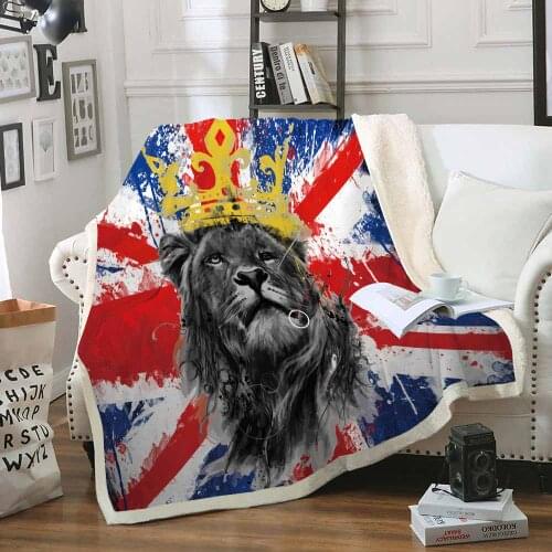 Lion King Flag Of The United States Blankets For Bed Throw Blanket Animal With Crown Custom 3d Printed Blanket