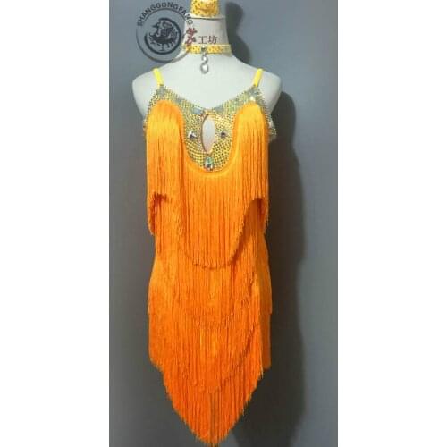 Latin Dance Competition Clothing Adult Children Latin Dance Performance Dress Children Dance Clothes Fringe Dress Women BL1422