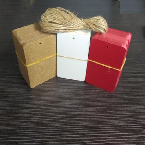 Wholesale 100Pcs Red White Black Kraft Paper Tags Luggage Wedding Note Label With Jute String DIY BlankTravel Gift HangingTag