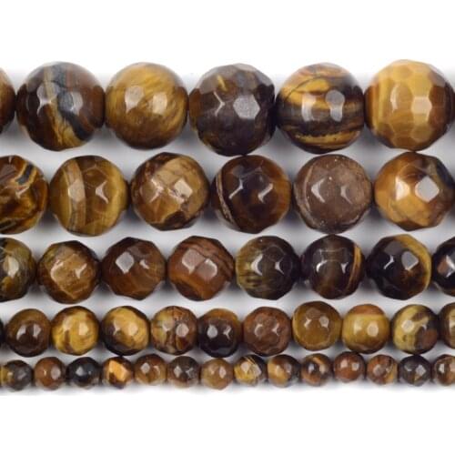 Wholesale Natural Yellow Tiger Eyes Stone Beads Round Loose Spacer Beads For Jewelry Making DIY Bracelet Handmade 4/6/8/10/12mm