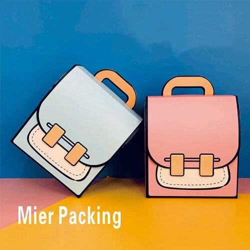 School bag style portable gift box creative packaging box three-dimensional school bag birthday party gift bag for child 5pcs