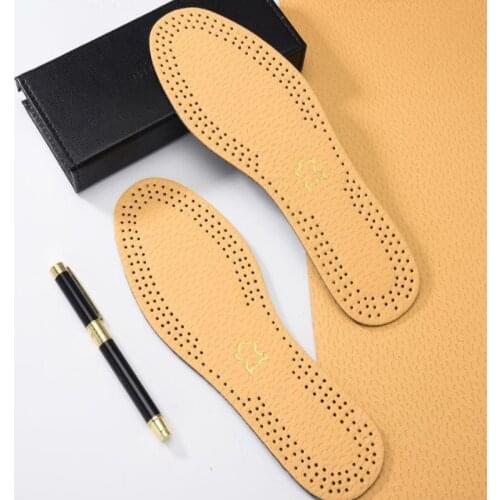 1 Pair Ultra Thin Breathable Deodorant Leather Insoles cowhide Absorb Sweat Replacement Inner Soles Shoes Insole Pads